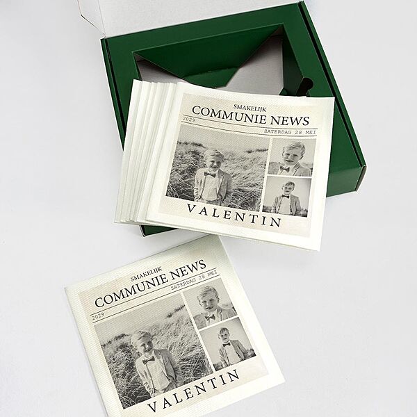 Ava Set Van 9 Bedrukte Servetten In De Stijl Van Een Krant