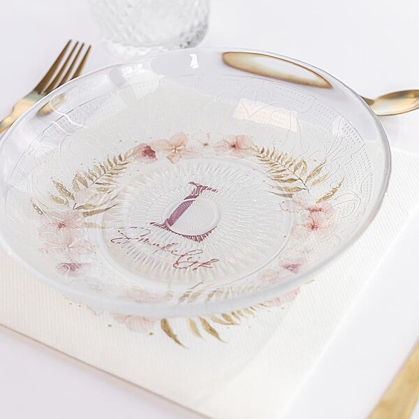 Ava Set Van 9 Bedrukte Servetten Met Bloemenkrans En Initiaal