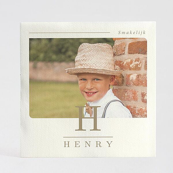 ava Set van 9 bedrukte servetten met foto en initiaal