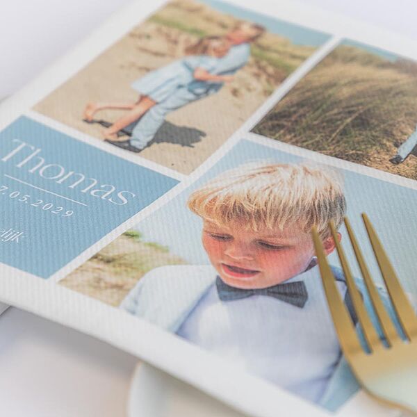 Ava Set Van 9 Bedrukte Servetten Met Fotocollage En Kleurvlak