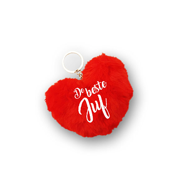 ava Sleutelhanger "De Beste Juf" 8x3x11cm Pluche Hart