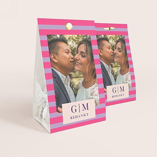 ava Snoepzakje colorblocking streepjes met initialen en foto