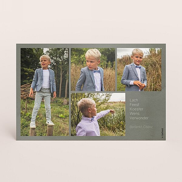 Ava Stijlvol Bedankkaartje Communie Met Folie En Foto's