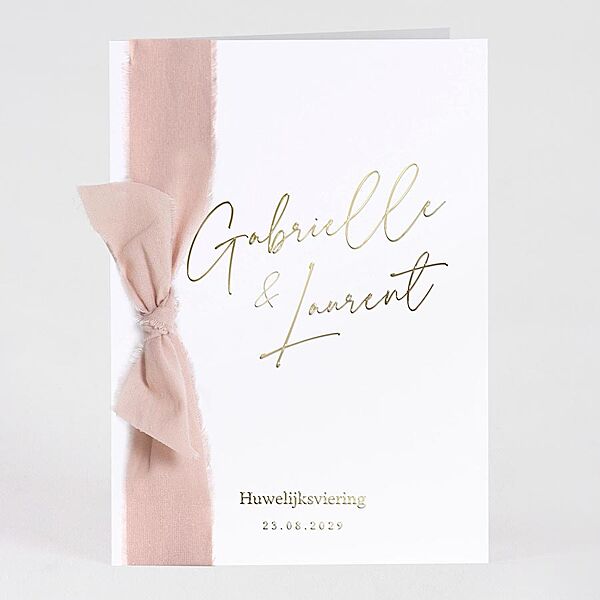 ava Stijlvol ceremonieboekje met folie en roze lint