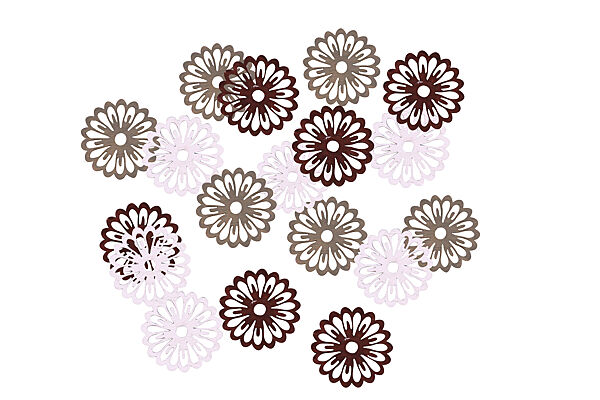 Ava Tafelconfetti Bloem Hout Wit/Mosgroen/Donkerrood 18 Stuks