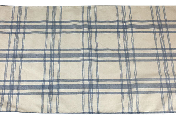 Ava Tafelloper Crème Jeansblauw Geruit Polycotton 250x45cm