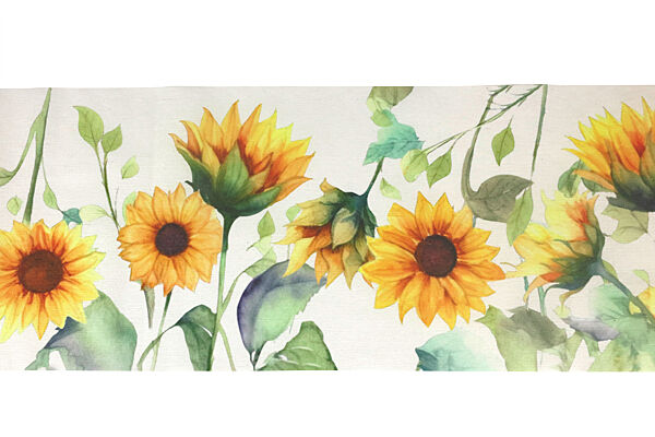 Ava Tafelloper Wit Zonnebloemen Polycotton 3m X 28cm