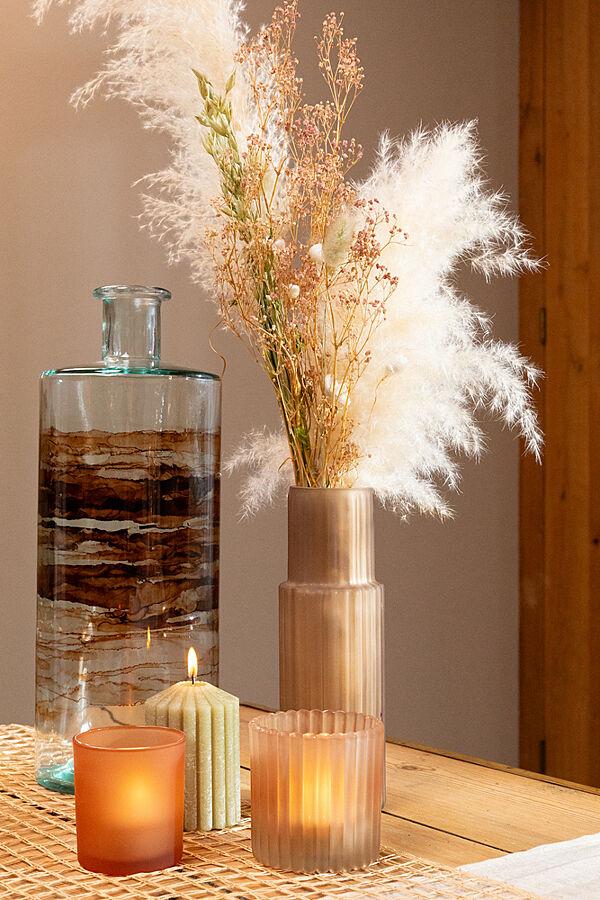 Ava Theelichthouder Bruin Glas Frosted H 8 8cm Ø 8 7cm