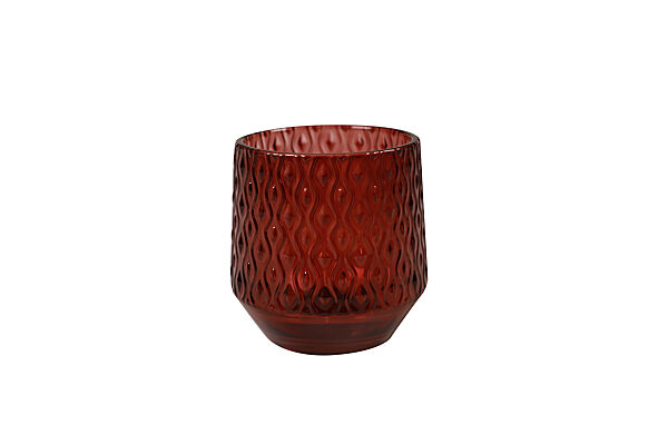 ava Theelichthouder Glas H 10cm Terracotta Ø 9 5cm Reliëf