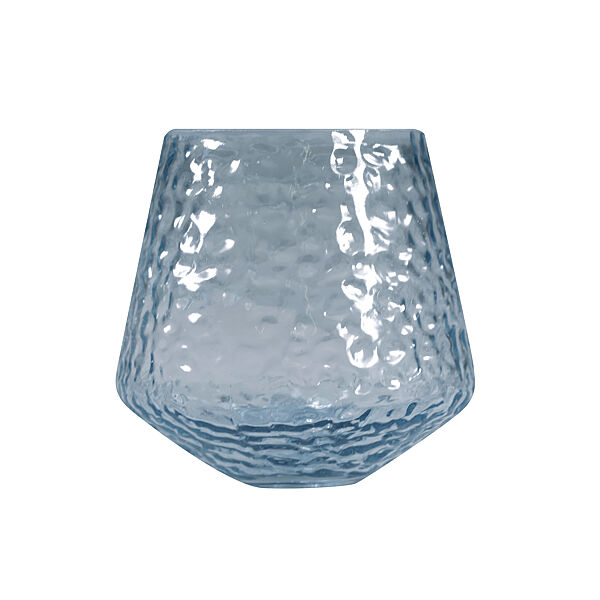 ava Theelichthouder IJsblauw H 11 5cm Ø 11cm Transparant Glas Reliëf