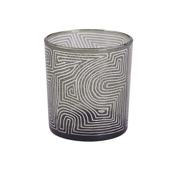 ava Theelichthouder Lijnen Patroon Mosgroen H 8cm Ø 7cm