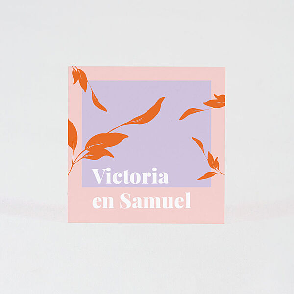 Ava Vierkante Sticker Met Kleurrijke Blaadjes En Namen (5x5cm)