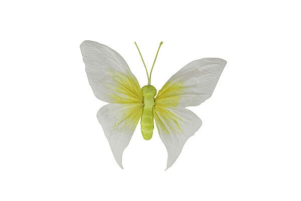 ava Vlinder Op Clip Metaal Wit /Geel Papier 18x14x2cm