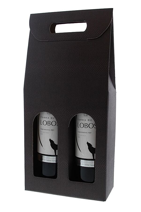 ava Wijnflesdoos Voor 2 Flessen Donkergrijs Skin 18x3x38cm