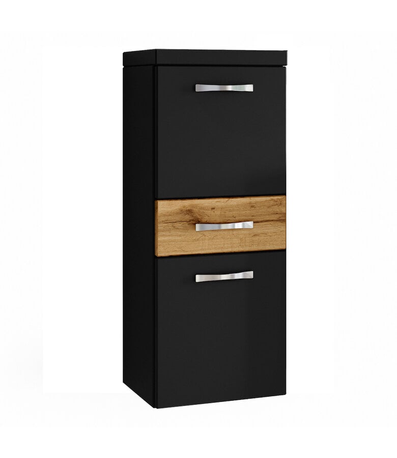 badplaats Badkamerkast Alba 30 x 30 x 83 cm - mat zwart met eiken