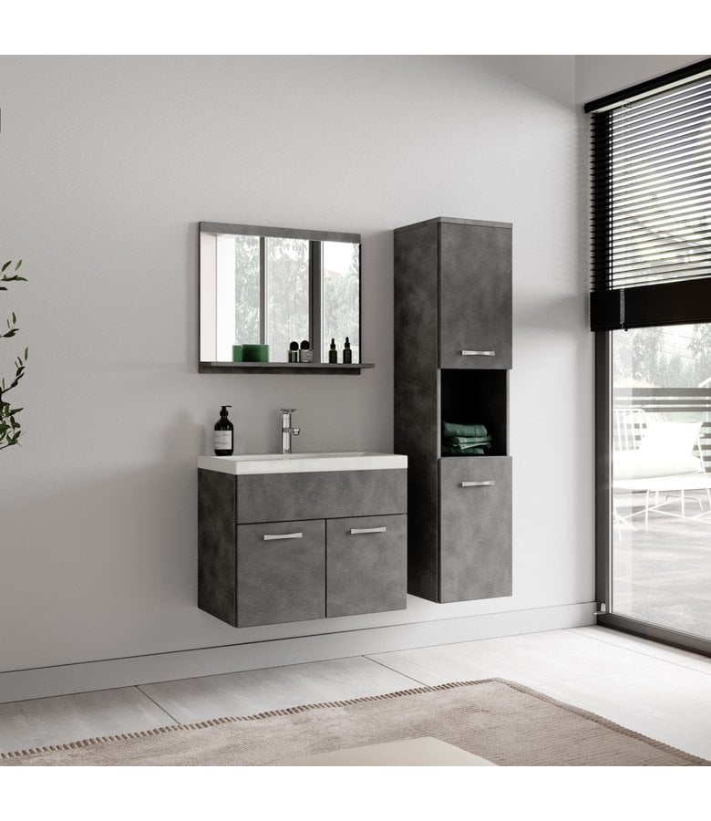 Badplaats Badkamerkast Montreal 30 X 30 X 131 Cm - Donker Grijs