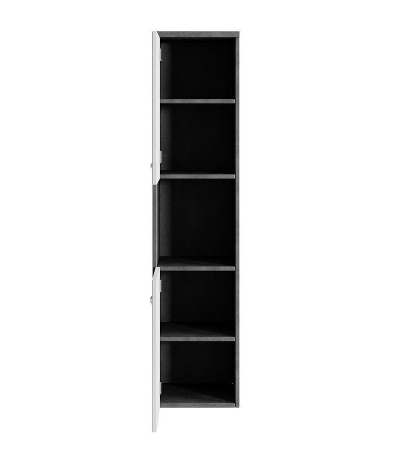 Badplaats Badkamerkast Montreal 30 X 30 X 131 Cm - Donker Grijs Met Hoogglans Wit