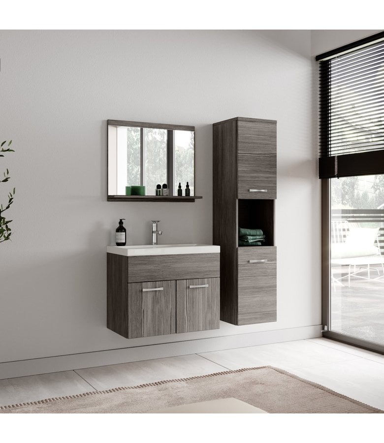 Badplaats Badkamerkast Montreal 30 X 30 X 131 Cm - Grijs Eiken