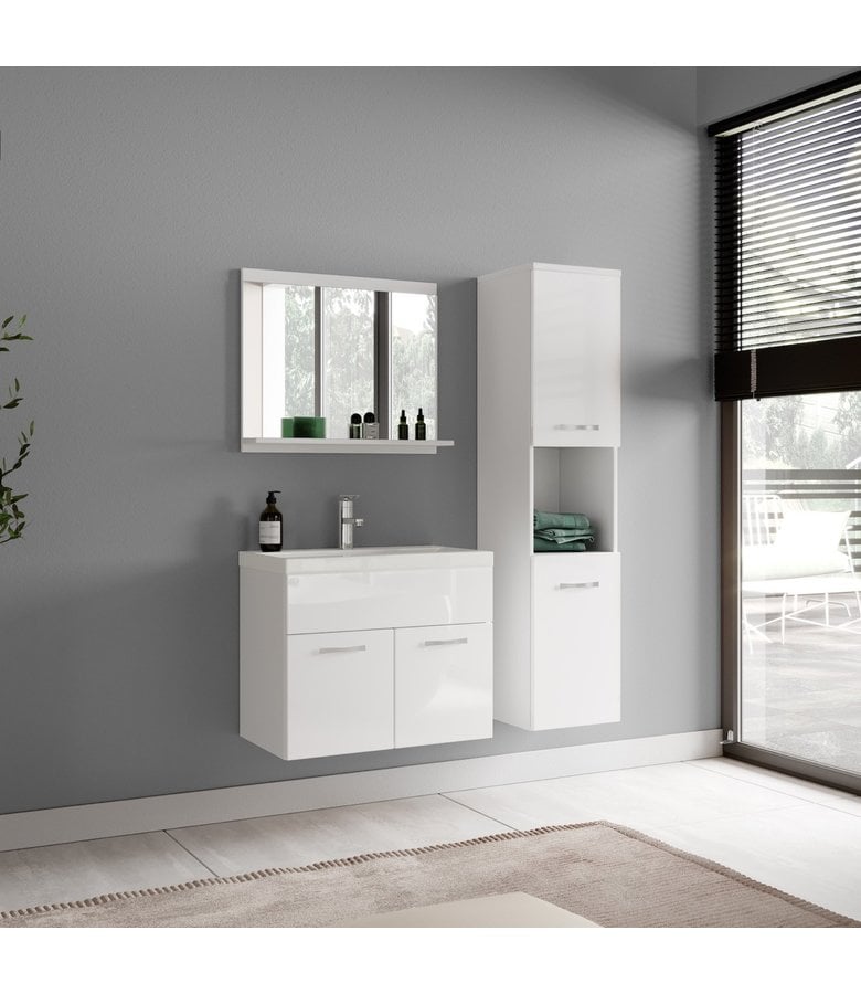 Badplaats Badkamerkast Montreal 30 X 30 X 131 Cm - Hoogglans Wit