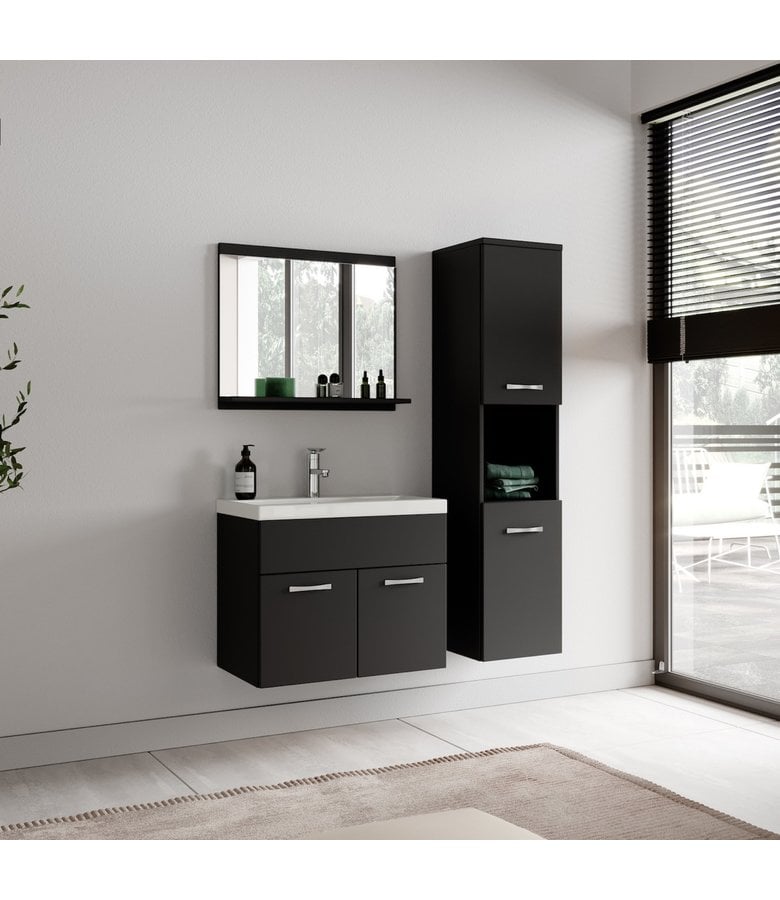 Badplaats Badkamerkast Montreal 30 X 30 X 131 Cm - Mat Zwart