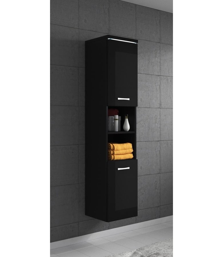 Badplaats Badkamerkast Paso 35 X 35 X 160 Cm - Hoogglans Zwart