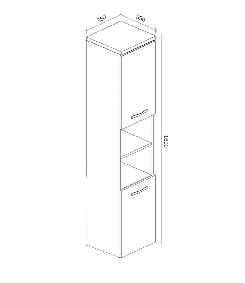 Badplaats Badkamerkast Paso 35 X 35 X 160 Cm - Kastanje Eiken Met Donker Grijs