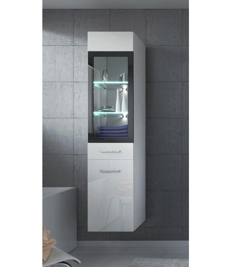 Badplaats Badkamerkast Rio 30 X 30 X 131 Cm - Hoogglans Wit