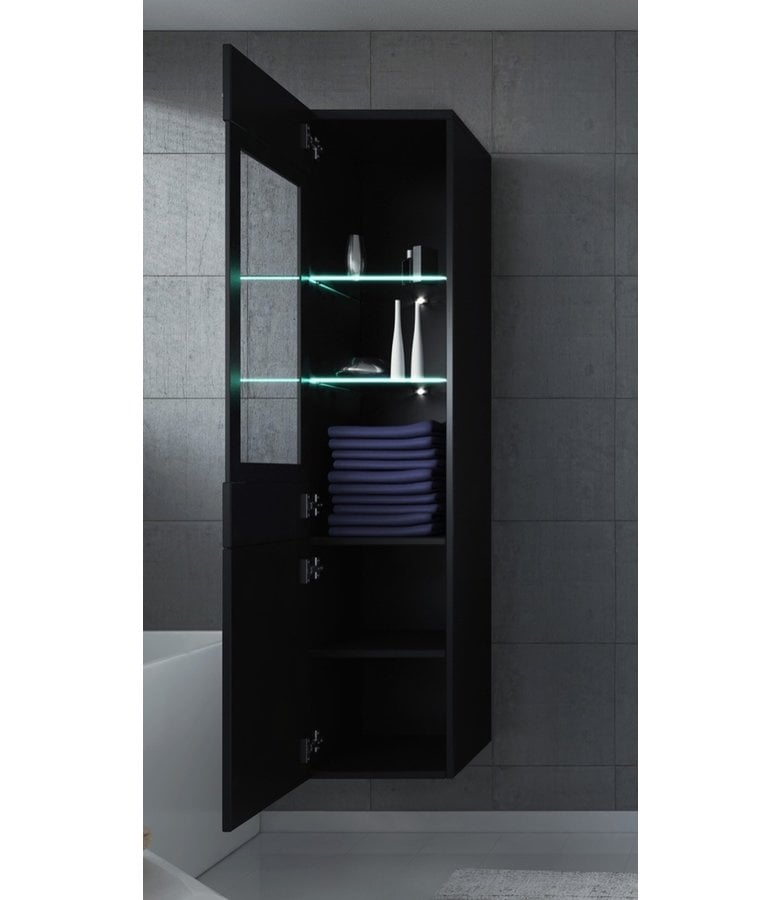 Badplaats Badkamerkast Rio 30 X 30 X 131 Cm - Hoogglans Zwart