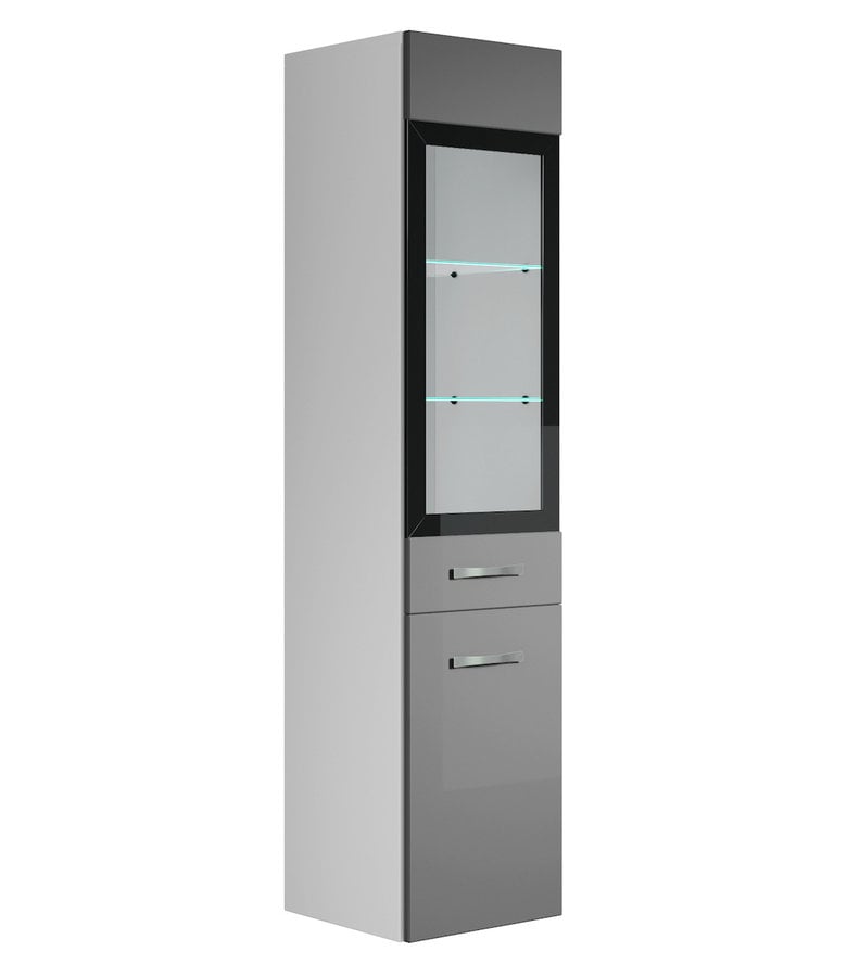 badplaats Badkamerkast Rio 30 x 30 x 131 cm - wit met hoogglans grijs