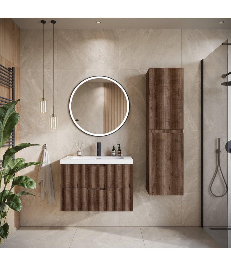 Badplaats Badkamerkast Thermis 40 X 30 X 150 Cm - Walnoot Bruin