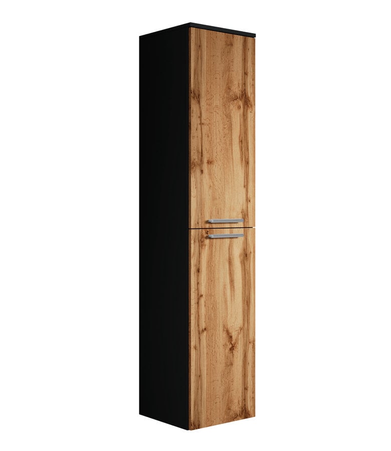 badplaats Badkamerkast Venus 30 x 30 x 160 cm - zwart met eiken