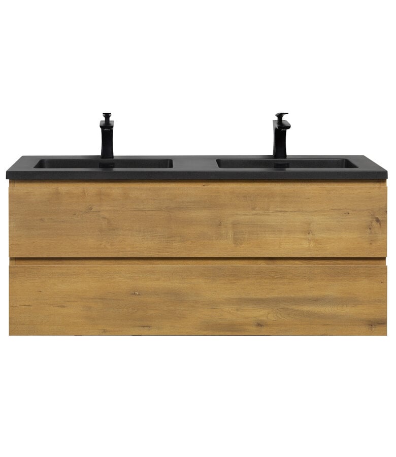 Badplaats Badkamermeubel Angela 120cm - Zwarte Wastafel - Eiken