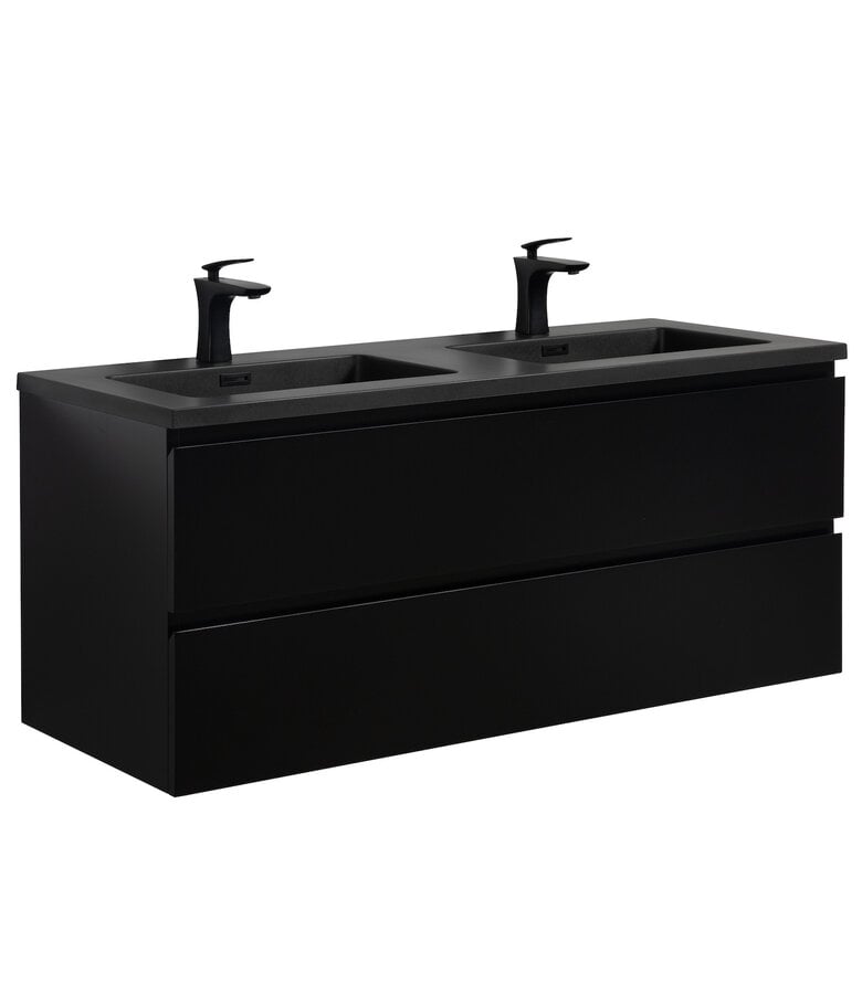 badplaats Badkamermeubel Angela 120cm - zwarte wastafel - mat zwart