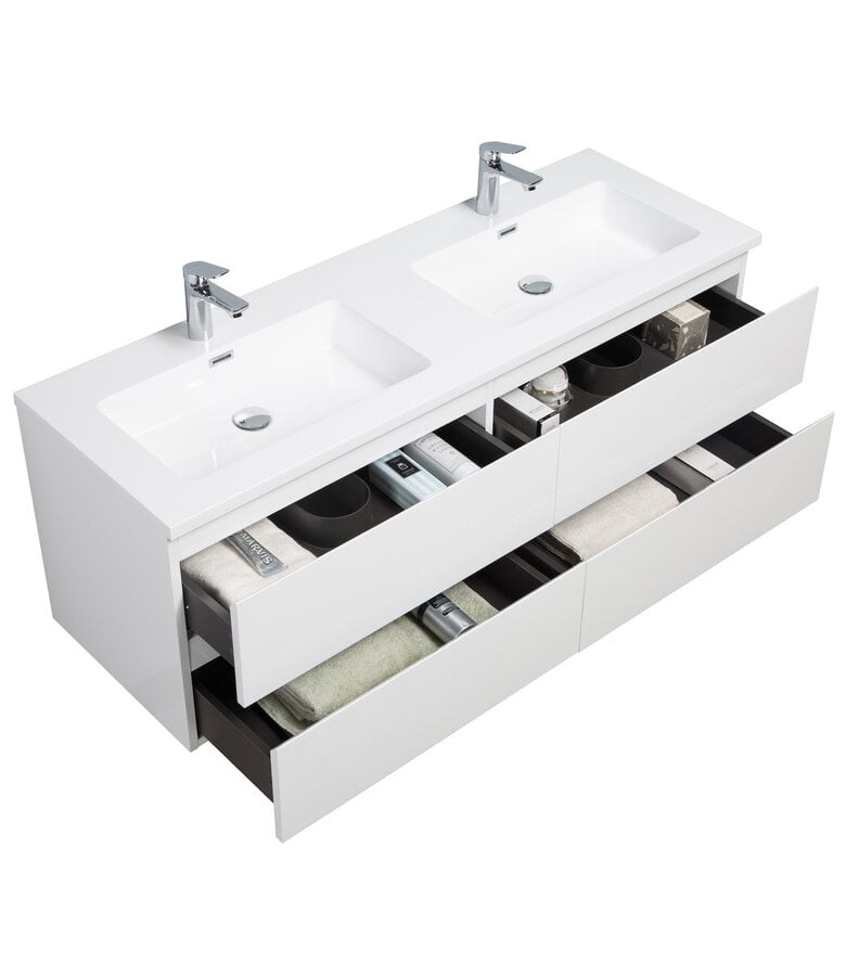 Badplaats Badkamermeubel Angela 140cm - Hoogglans Wit