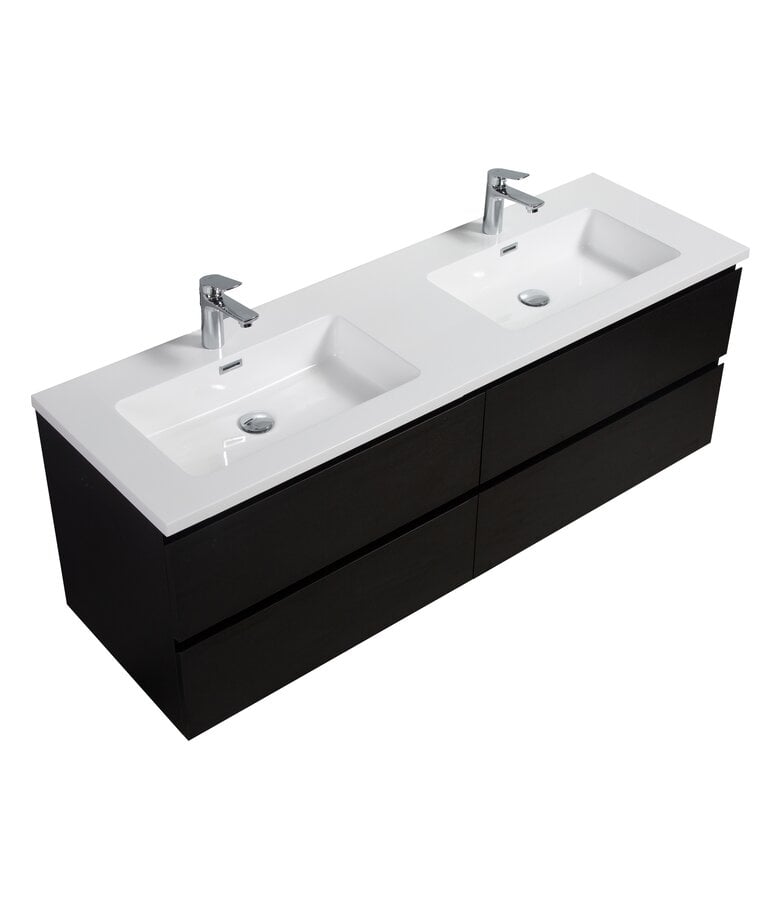 Badplaats Badkamermeubel Angela 140cm - Zwart Houtnerf