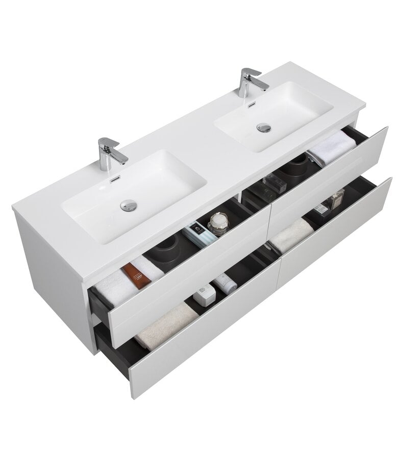 Badplaats Badkamermeubel Angela 160cm - Hoogglans Wit