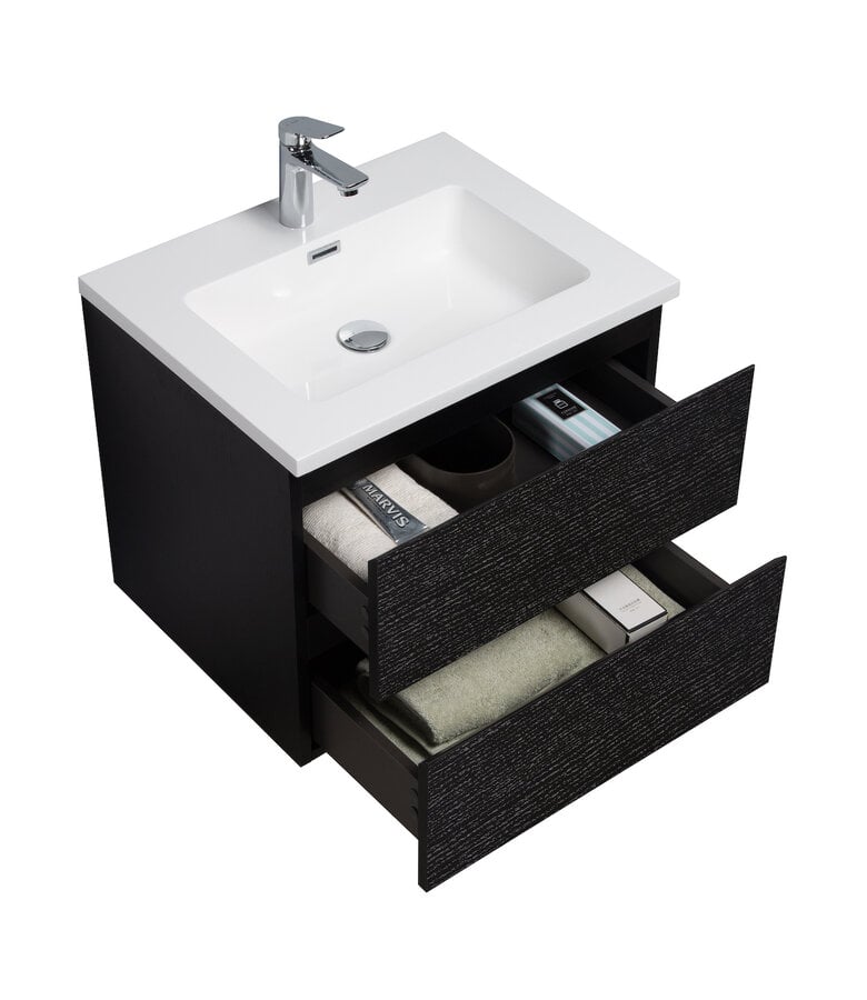 Badplaats Badkamermeubel Angela 60cm - Zwart Houtnerf