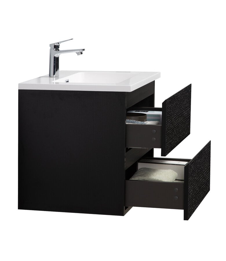 Badplaats Badkamermeubel Angela 60cm - Zwart Houtnerf