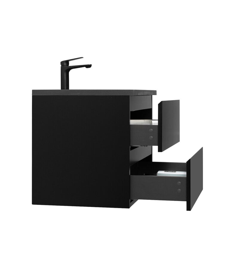 Badplaats Badkamermeubel Angela 60cm - Zwarte Wastafel - Mat Zwart