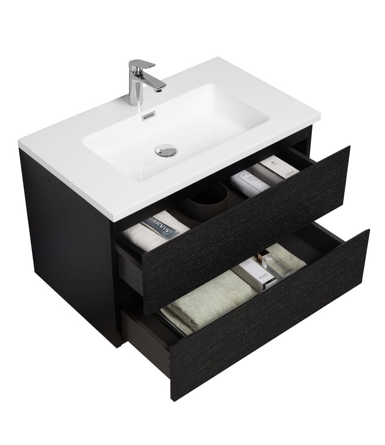 Badplaats Badkamermeubel Angela 80cm - Zwart Houtnerf