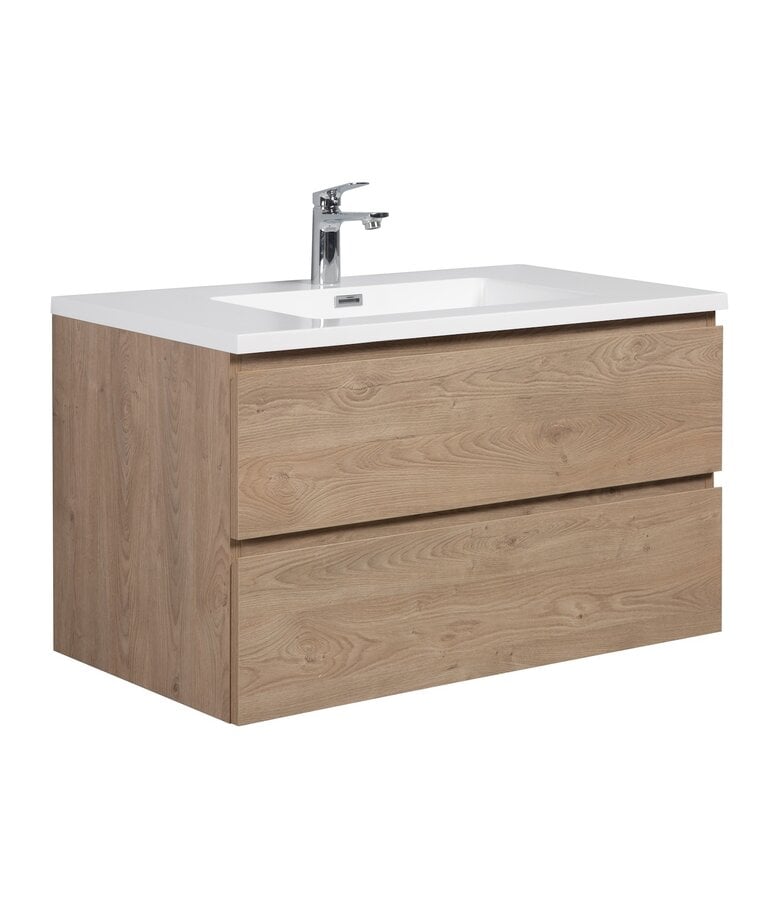 badplaats Badkamermeubel Angela 90cm - kastanje eiken