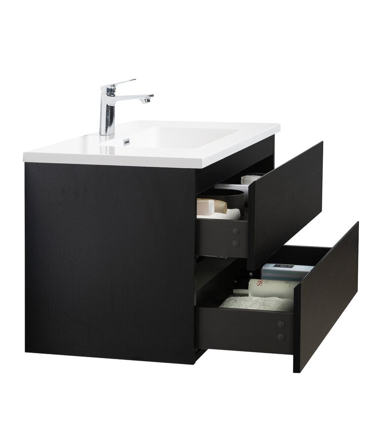 Badplaats Badkamermeubel Angela 90cm - Zwart Houtnerf