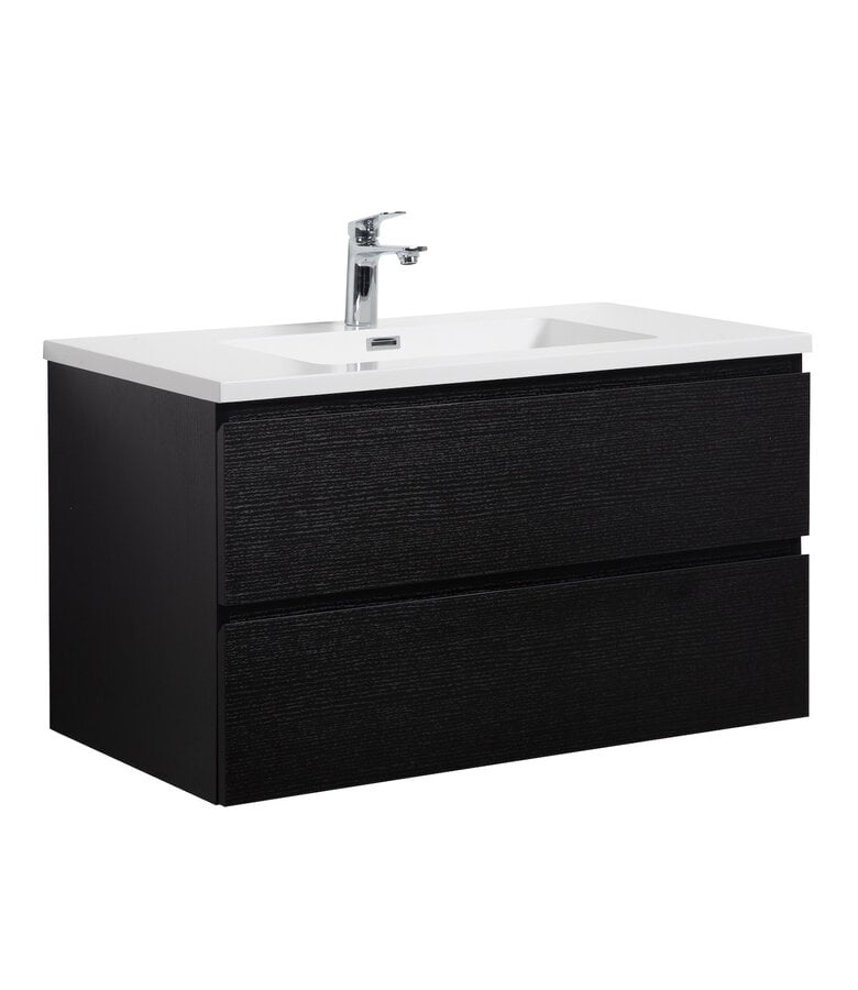 badplaats Badkamermeubel Angela 90cm - zwart houtnerf