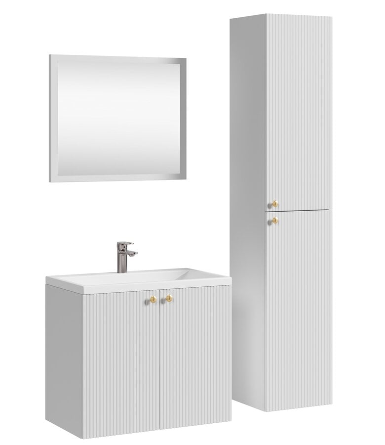 badplaats Badkamermeubel Astana 64cm complete set met zijkast- wit