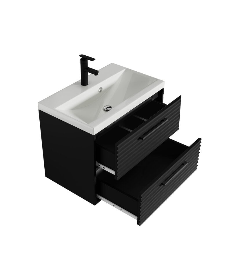 Badplaats Badkamermeubel Etna 01 60cm Met Spiegelkast - Mat Zwart