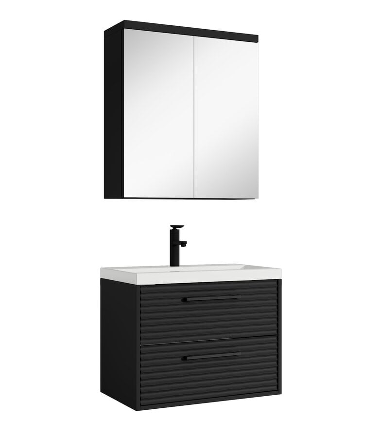 badplaats Badkamermeubel Etna 01 60cm met spiegelkast - mat zwart