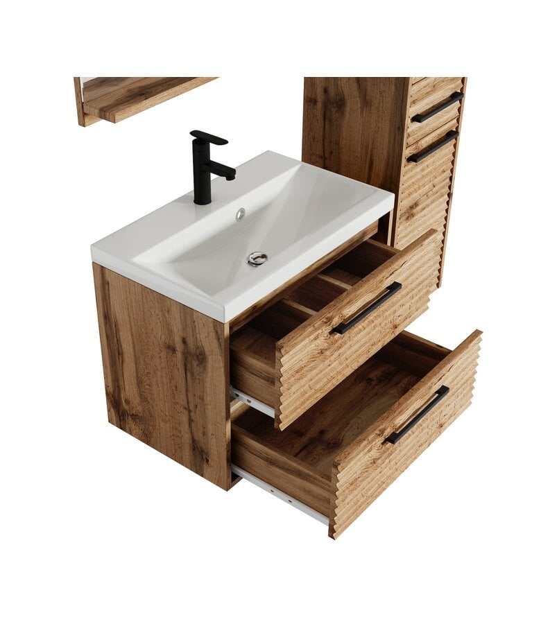 Badplaats Badkamermeubel Etna 60cm Complete Set Met Spiegelkast - Eiken