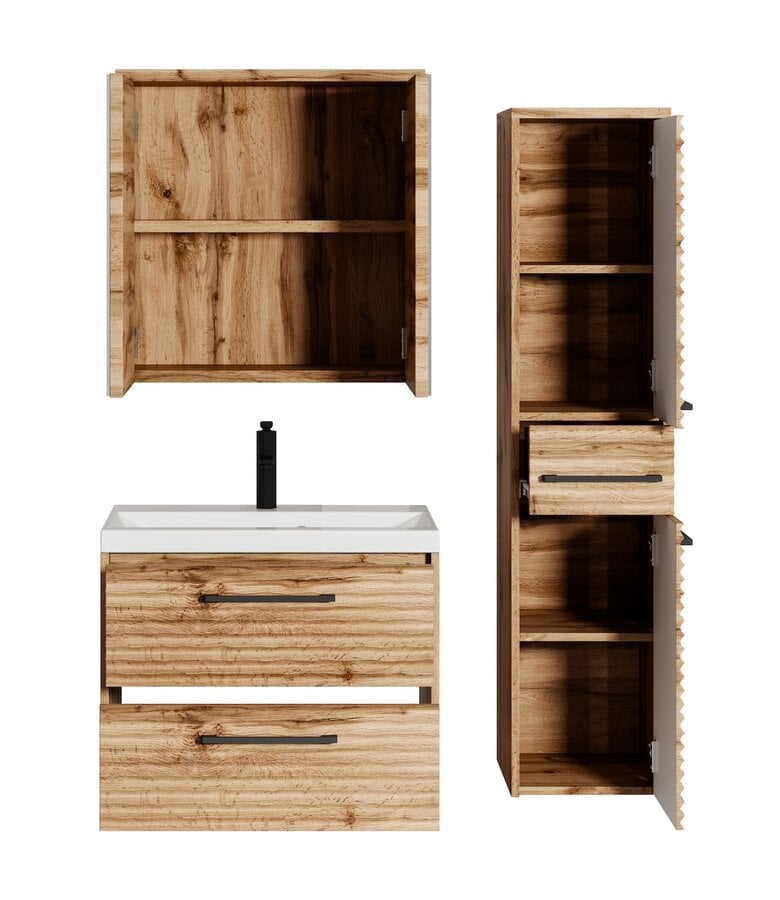 Badplaats Badkamermeubel Etna 60cm Complete Set Met Spiegelkast - Eiken