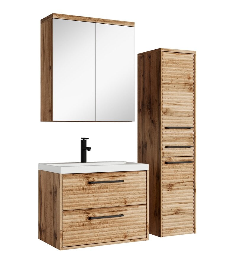 badplaats Badkamermeubel Etna 60cm complete set met spiegelkast - eiken badplaats Badkamermeubel Etna 60cm complete set met spiegelkast - eiken