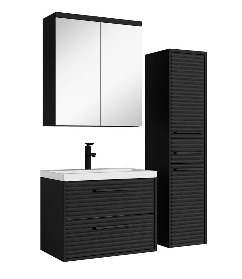 badplaats Badkamermeubel Etna 60cm complete set met spiegelkast - mat zwart